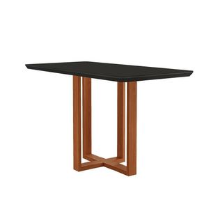 Mesa De Jantar Londres Madeira Maciça 180x90cm Tampo Retângular Vidro Móveis Minas Cor Preto