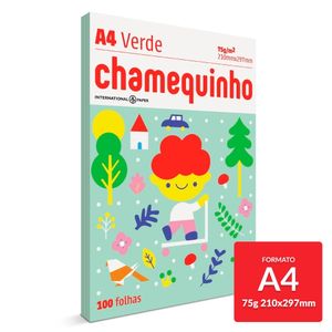 Papel Sulfite Chamequinho VERDE 75g/m  A4 21x29,7cm 100 FL