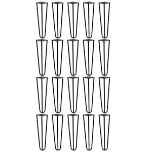 Kit 20 Pés de Metal 30 CM Hairpin Legs Mesa de Canto Rack e Puffs Preto G41