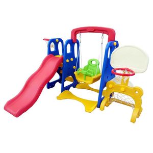 Playground Infantil 5x1 Crianças com cesta Escorregador Balanço Azul/Vermelho/Amarelo G31 - Gran Belo