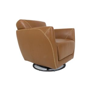 Poltrona Decorativa Valentina Sala de Estar Giratória Couro Caramelo Brilho G40 - Gran Belo
