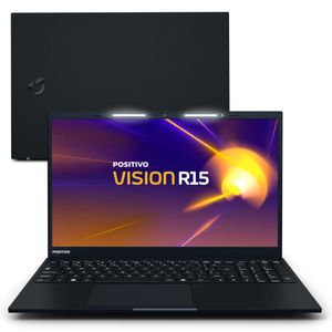 Notebook Positivo Vision R15 AMD® Ryzen 7-5700U Linux 16GB RAM 512GB SSD 15.6” IPS Full HD Lumina Bar - Preto