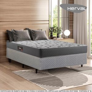 Cama Box de Casal Herval Black de Espuma Alto Suporte, 64x138x188 cm