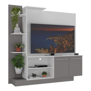 Estante com Painel TV 55" e 2 portas Denver Multimóveis Branco/ Lacca Fumê