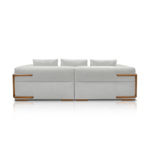Sofá Bipartido 3 Lugares com Almofadas Soltas 220cm Nuuk Linho Cinza G63 - Gran Belo