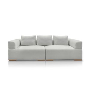 Sofá Bipartido 4 Lugares com Almofadas Soltas 260cm Nuuk Linho Cinza G63 - Gran Belo