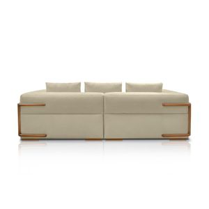 Sofá Bipartido 3 Lugares com Almofadas Soltas 240cm Nuuk Linho Bege G63 - Gran Belo