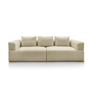 Sofá Bipartido 4 Lugares com Almofadas Soltas 280cm Nuuk Linho Bege G63 - Gran Belo