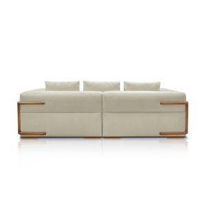 Sofá Bipartido 3 Lugares com Almofadas Soltas 240cm Nuuk Linho Off White G63 - Gran Belo