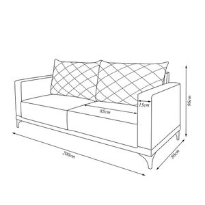 Sofá Living 2 Lugares com Pés de Ferro Almofadas Soltas 200cm Neso Bouclê Cinza G63 - Gran belo