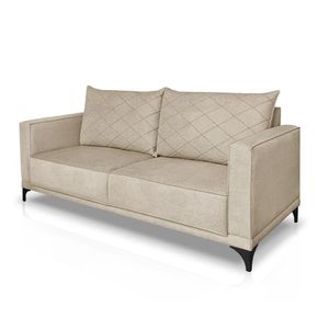 Sofá Living 2 Lugares com Pés de Ferro Almofadas Soltas 200cm Neso Bouclê Bege G63 - Gran belo