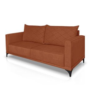 Sofá Living 3 Lugares com Pés de Ferro Almofadas Soltas 220cm Neso Bouclê Terracota G63 - Gran belo