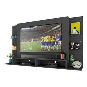 Painel TV 60" com Suporte e Prateleiras de Vidro Brasil Multimóveis BR3071 Preto