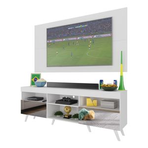 Rack c/ Painel TV 65" Retrô com Espelho Holanda Multimóveis BR3138 Branco