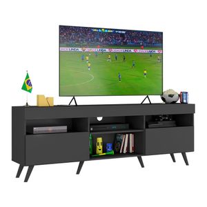 Rack TV 65" Retrô e 2 Portas Espanha Multimóveis MP3327 Preto