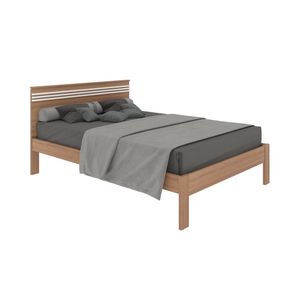 Cama de Casal para Colchão 138 x 188 cm Multimóveis CR35013 Amendoa/Branca