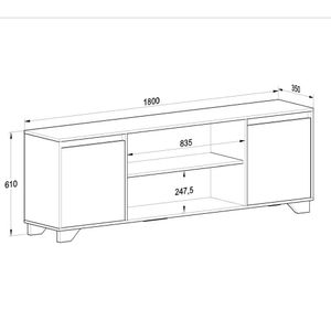 Rack TV 60" 2 Portas 180cm Multimóveis CR45102 Grafite/Siena