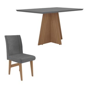 Conjunto Mesa de Jantar 136 cm com 4 cadeiras Denver Multimóveis EX1006 Madeirado/Grafite