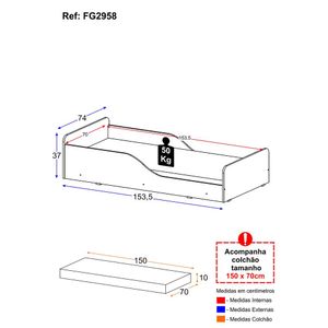 Cama Infantil Montessoriana com Colchão Incluso 70 x 150 cm Melissa Multimóveis FG2958 Branca