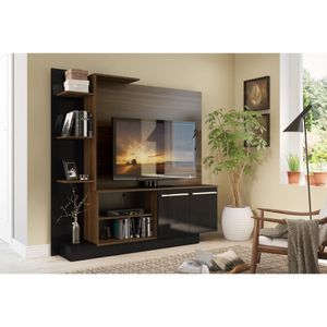 Estante com Suporte para TV até 55" Multimóveis Denver FG3069 Madeirada/Preta