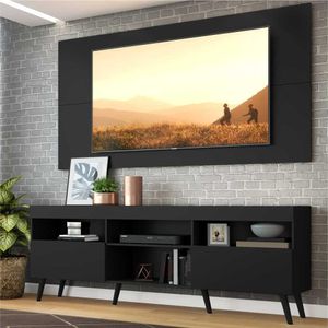 Rack Retrô com Painel para TV até 65" Multimóveis Flórida FG3133 Preto