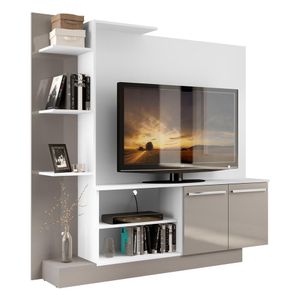 Estante com Suporte para TV até 55" Multimóveis Denver FG3069 Branca/Lacca Fumê