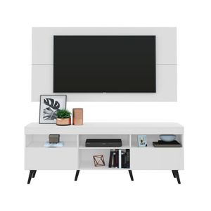 Rack Retrô com Painel para TV até 65" Multimóveis Flórida FG3133 Branco/Preto