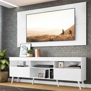 Rack Retrô com Painel para TV até 65" Multimóveis Flórida FG3133 Branco