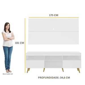 Rack Retrô com Painel para TV até 65" Multimóveis Flórida FG3133 Branco/Natural