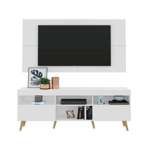 Rack Retrô com Painel para TV até 65" Multimóveis Flórida FG3133 Branco/Natural