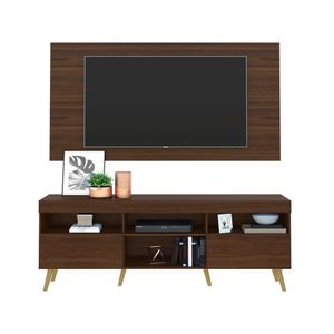 Rack Retrô com Painel para TV até 65" Multimóveis Flórida FG3133 Madeirado/Natural