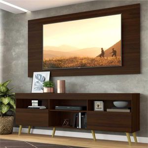 Rack Retrô com Painel para TV até 65" Multimóveis Flórida FG3133 Madeirado/Natural