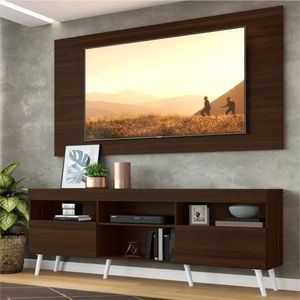 Rack Retrô com Painel para TV até 65" Multimóveis Flórida FG3133 Madeirado/Branco