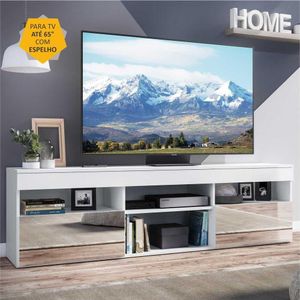 Rack com Espelho para TV até 65" Multimóveis Paris FG3329 com 2 Portas Branco