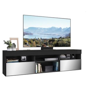 Rack com Espelho para TV até 65" Multimóveis Paris FG3329 com 2 Portas Preto
