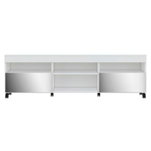 Rack com Rodízios e Espelho para TV até 65" Multimóveis Paris FG3330 com 2 Portas Branco