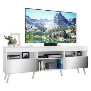 Rack Retrô com Espelho para TV até 65" Multimóveis Paris FG3332 com 2 Portas Branco