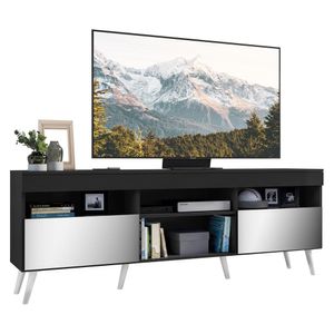 Rack Retrô com Espelho para TV até 65" Multimóveis Paris FG3332 com 2 Portas Preto/Branco