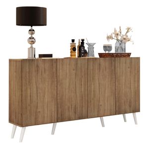 Aparador Buffet Retrô Multimóveis Veneza 4 Portas FG3556 Rustic/Branco