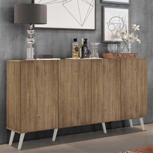 Aparador Buffet Retrô Multimóveis Veneza 4 Portas FG3556 Rustic/Branco