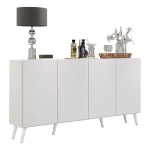 Aparador Buffet Retrô Multimóveis Veneza 4 Portas FG3556 Branco