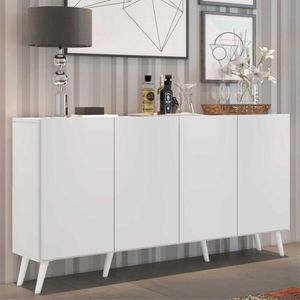 Aparador Buffet Retrô Multimóveis Veneza 4 Portas FG3556 Branco