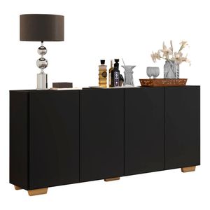 Aparador Buffet Multimóveis Veneza 4 Portas FG3557 Preto/Natural