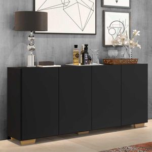 Aparador Buffet Multimóveis Veneza 4 Portas FG3557 Preto/Natural