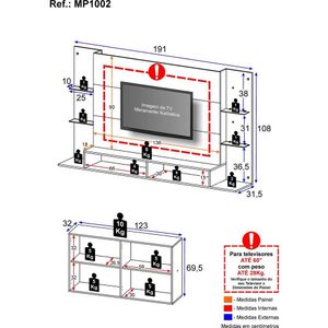 Conjunto Sala de Estar Painel TV 60" e Aparador Helena Multimóveis Preto