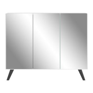 Aparador Buffet 3 Portas com Espelho Retrô Vegas Multimóveis MP1013 Branco/Preto