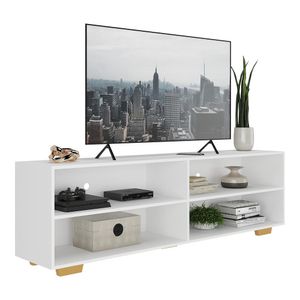 Rack para TV 75" com Pés Jazz Multimóveis MP1018 Branco/Natural