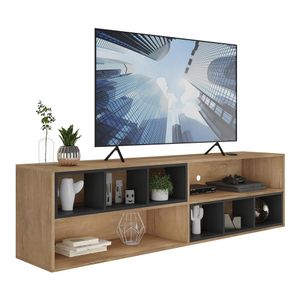 Rack para TV 75" com Nichos Jazz Multimóveis MP1019 Rustic/Preto