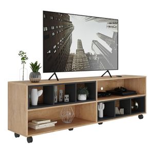 Rack para TV 75" com Nichos e Rodízios Jazz Multimóveis MP1020 Rustic/Preto