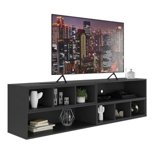 Rack para TV 75" Suspenso com Nichos Jazz Multimóveis MP1021 Preto